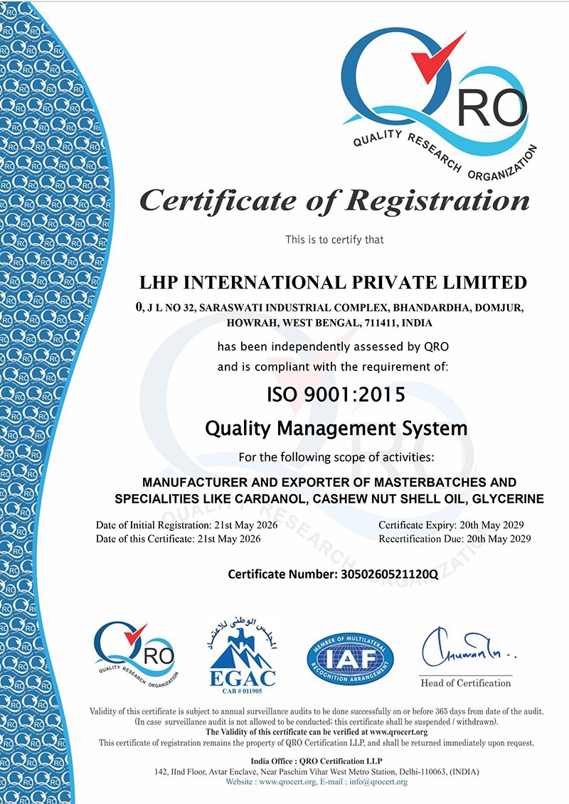 LHP International quality certificate